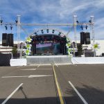 Scène mobile remorque 54m2 Arc en cercle