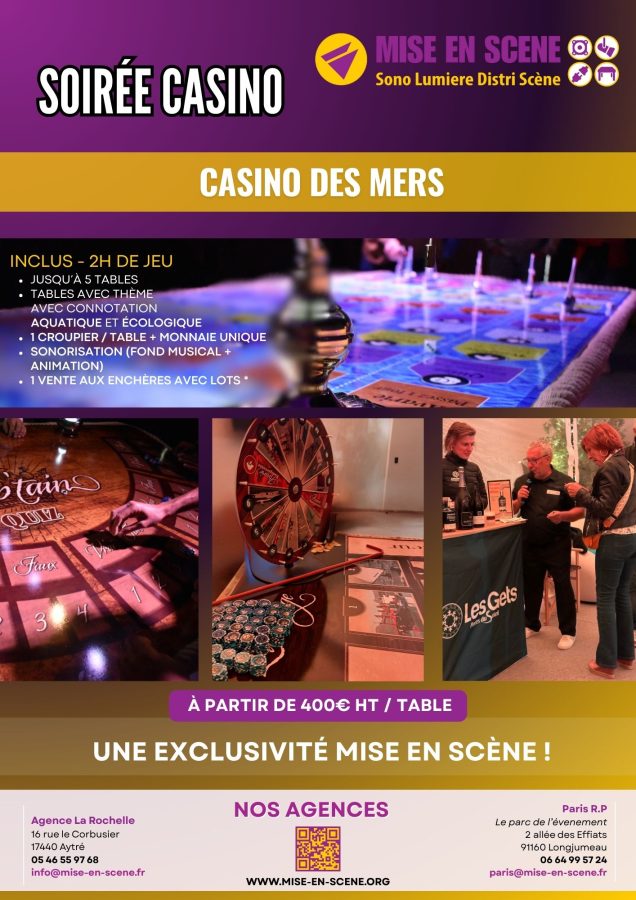 soirée casino. table de casino en location a la rochelle, charente maritime et paris